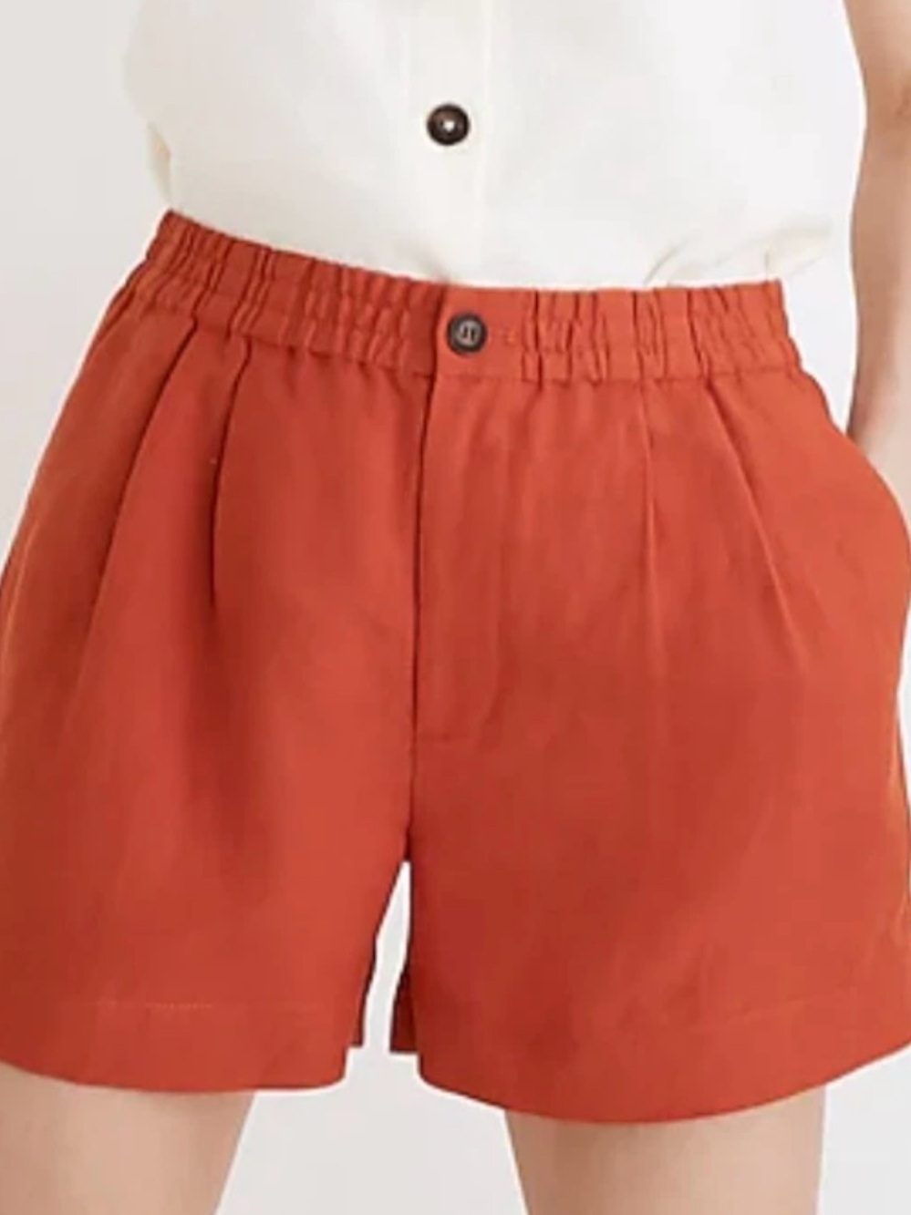 Madewell Linen Blend Track Orange Relaxed  Shorts